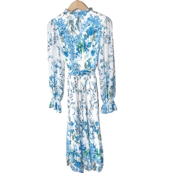 VICI Tempe Floral Ruffle Pleated Midi Dress S - Picture 6 of 14